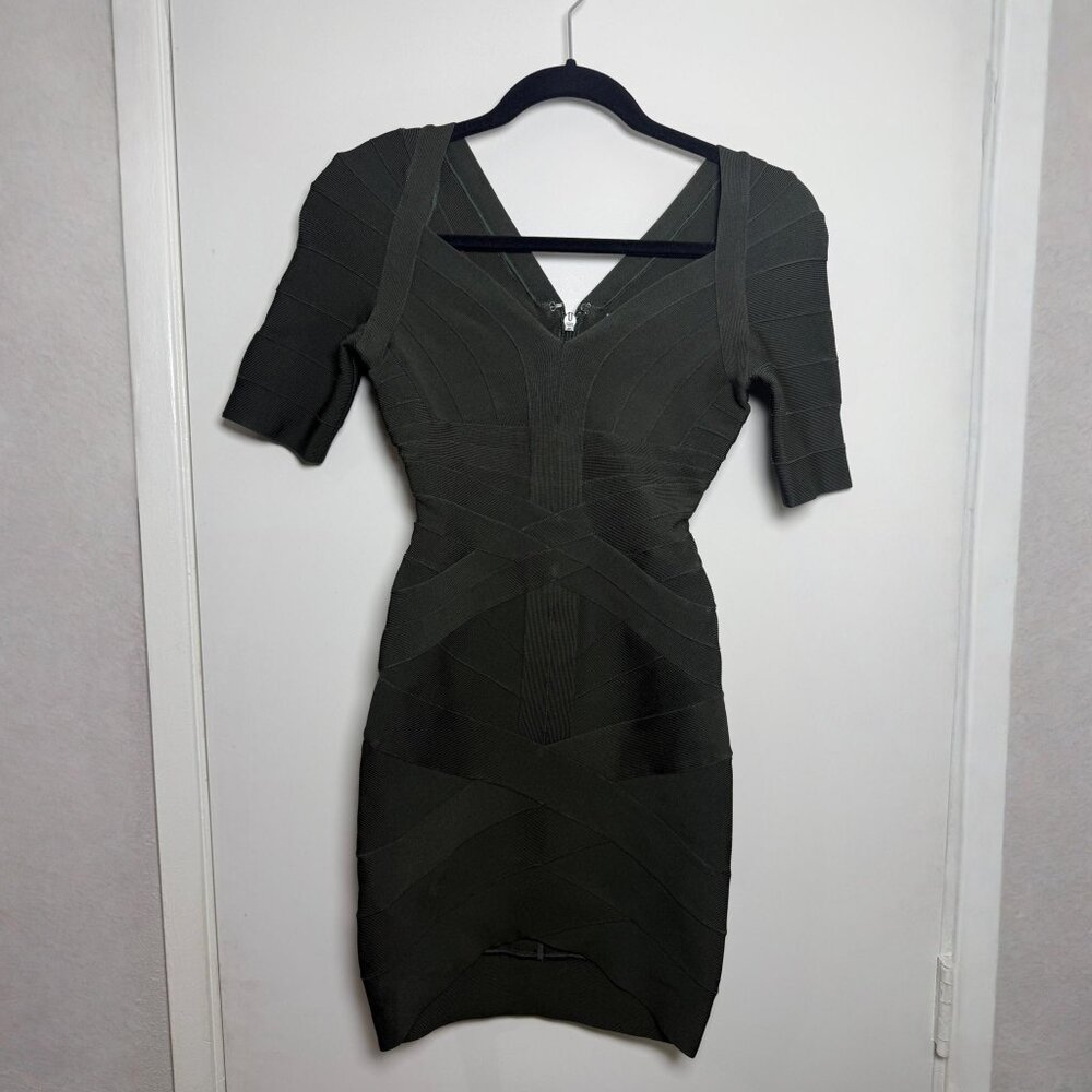 Hervé Léger Olive Bandage Mini Dress | Size XS